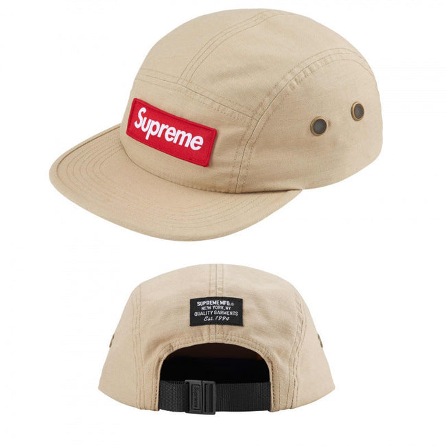 Supreme Tan Canvas 5-Panel Red Box Logo Camp Cap Hover Image