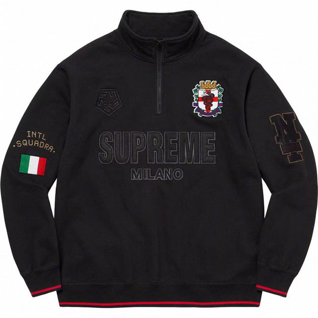 Supreme Milano Half-Zip Pullover Sweatshirt - Black Hover Image