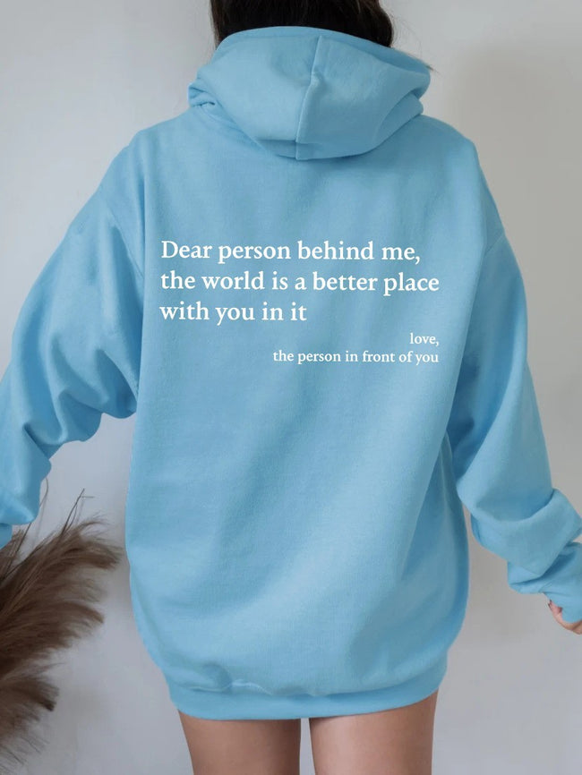 Light Blue "Dear Person Behind Me" Quote Hoodie Hover Image