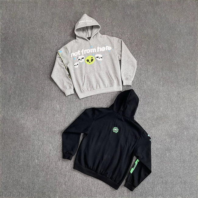 Broken Planet Not From Here Alien Skull Hoodie‑3 Colors Main Image