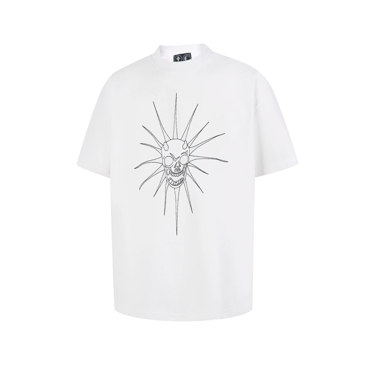 Thug Club Sun Skull Line Art Oversized T-Shirt, Unisex