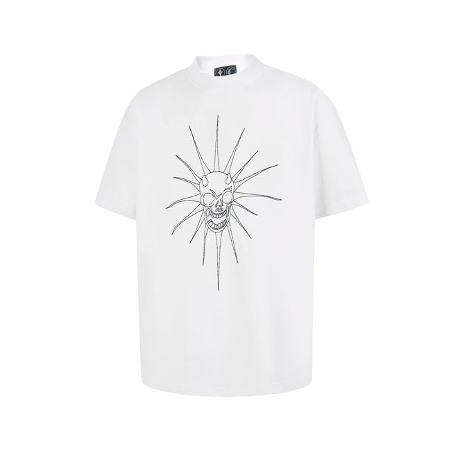 Thug Club Sun Skull Line Art Oversized T-Shirt, Unisex Hover Image