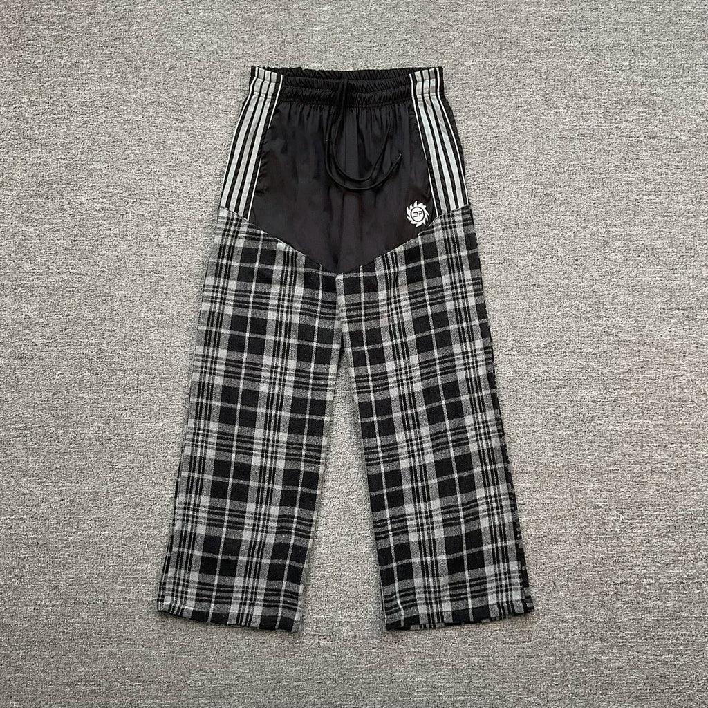 Broken Planet Plaid Patchwork Wide Leg Pants‑2 Colors