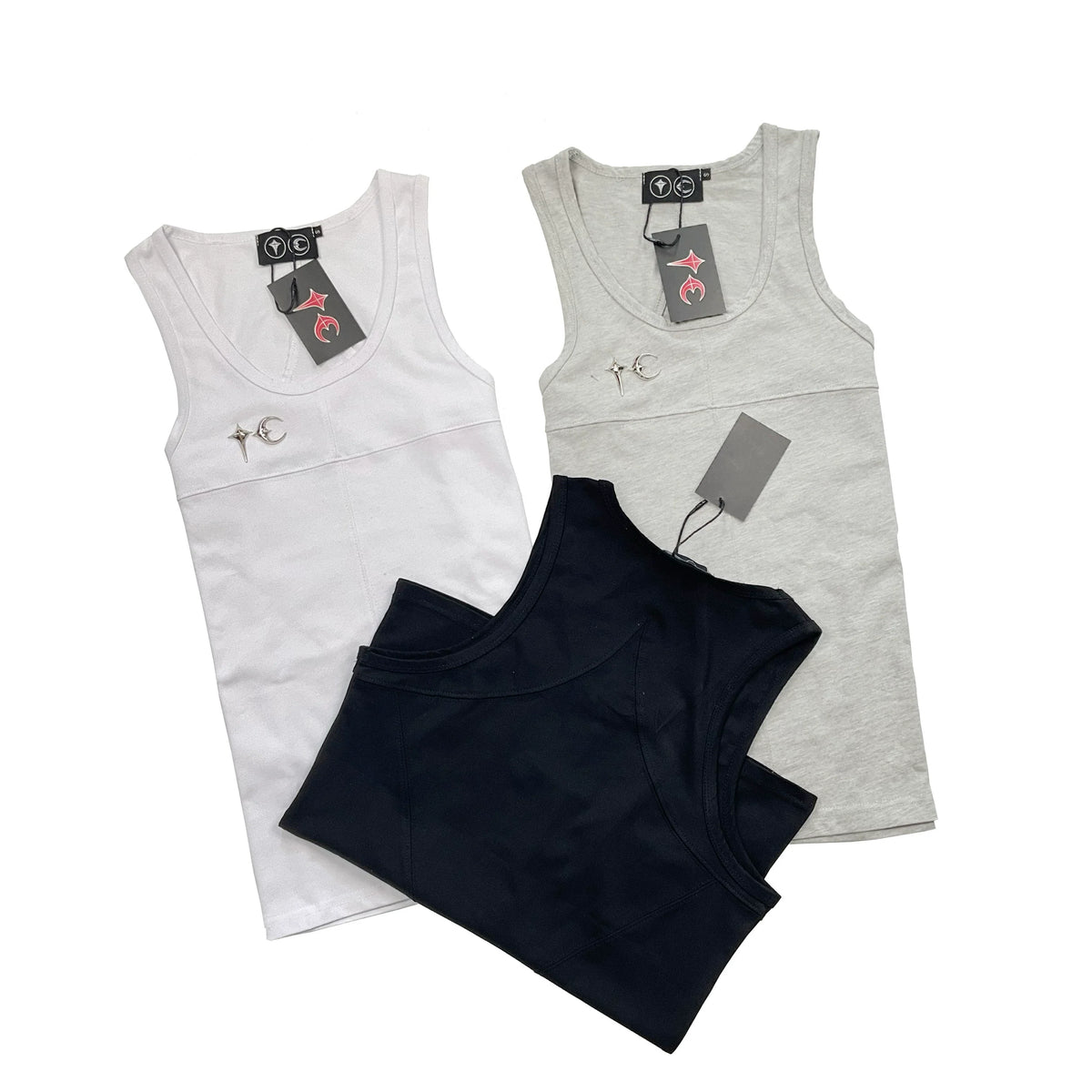 Thug Club Metal TC Logo U-neck Tank Top, Y2K Gothic Sleeveless Vest