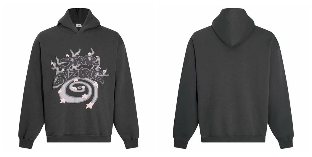 Broken Planet Star Gazing Dark Grey Oversized Graphic Hoodie
