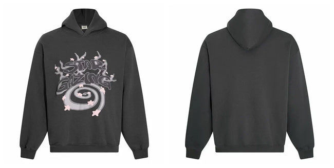 Broken Planet Star Gazing Dark Grey Oversized Graphic Hoodie Hover Image
