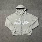 Broken Planet Cracked Planet Zip Hoodie - Smoke Grey