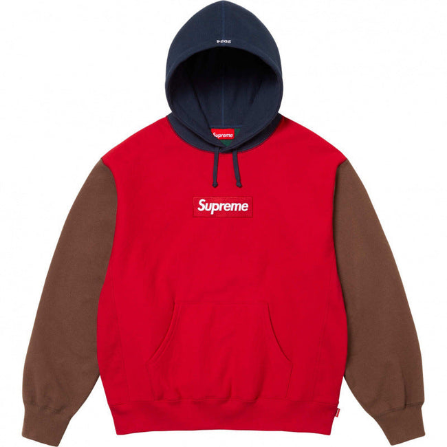 Supreme Box Logo Hooded Sweatshirt - Red / Brown / Navy Hover Image