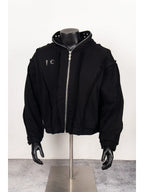 Thug Club Black Raw Seam Zip-Up Cropped Hoodie, Unisex