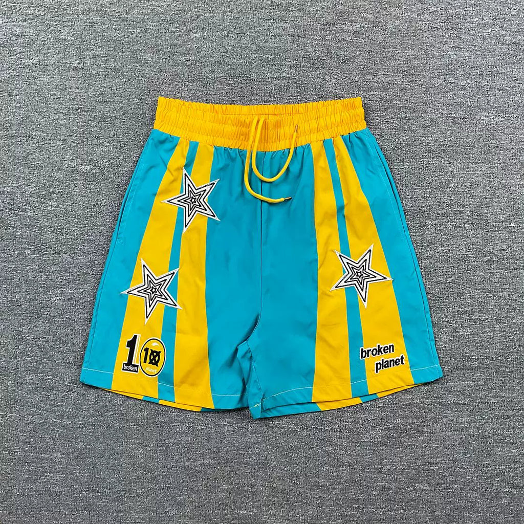 Broken Planet Star Graphic Vertical Stripe Basketball Shorts (4 Colors)