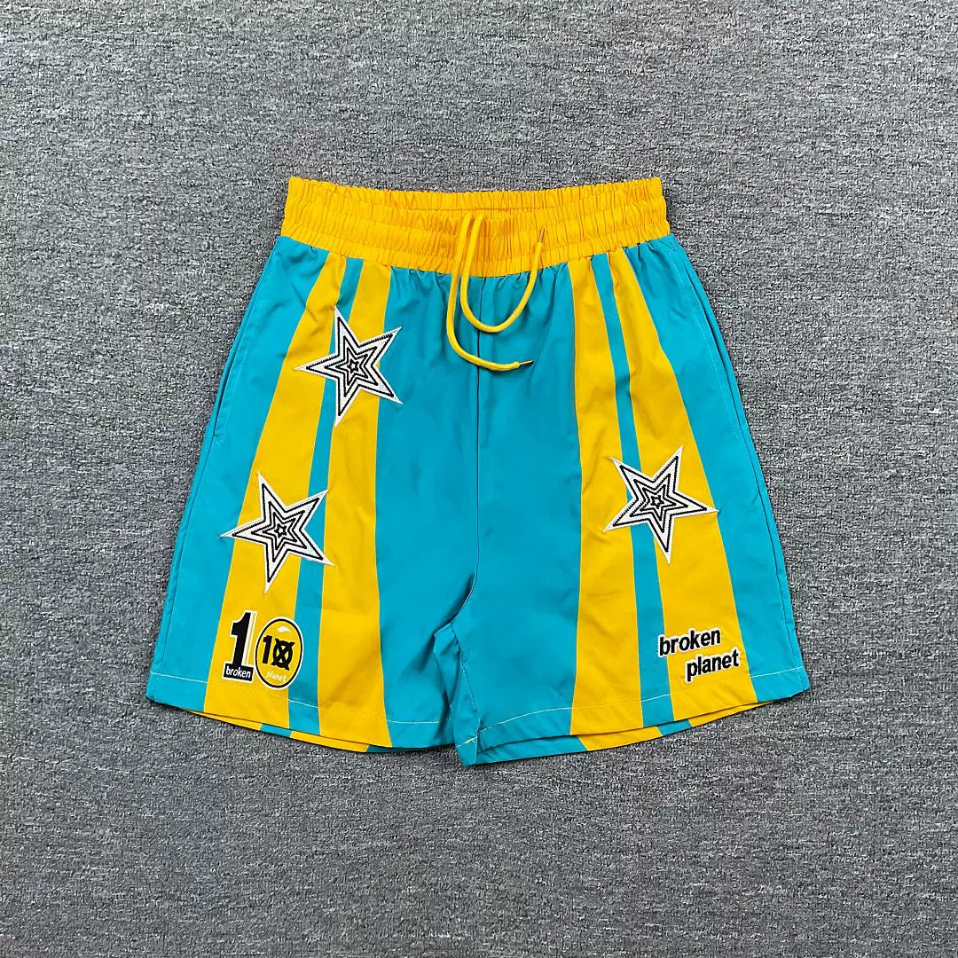 Broken Planet Star Graphic Vertical Stripe Basketball Shorts (4 Colors)