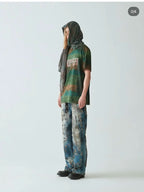 Thug Club Heavy Distressed Bleached Wide Leg Jeans, Y2K Ripped Baggy Denim Pants