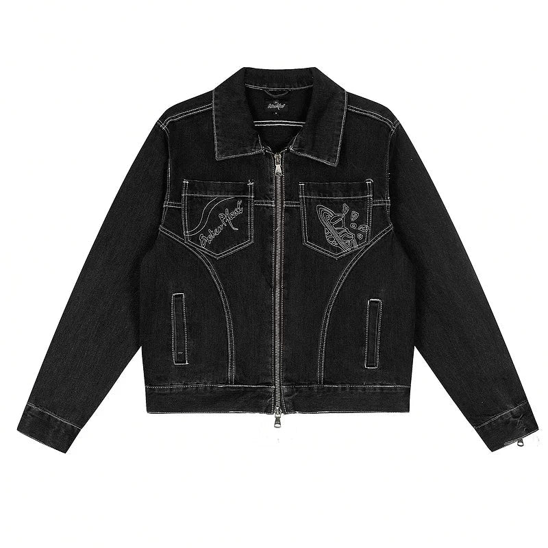 Broken Planet Contrast Stitch Denim Co-ord Set - Black Washed