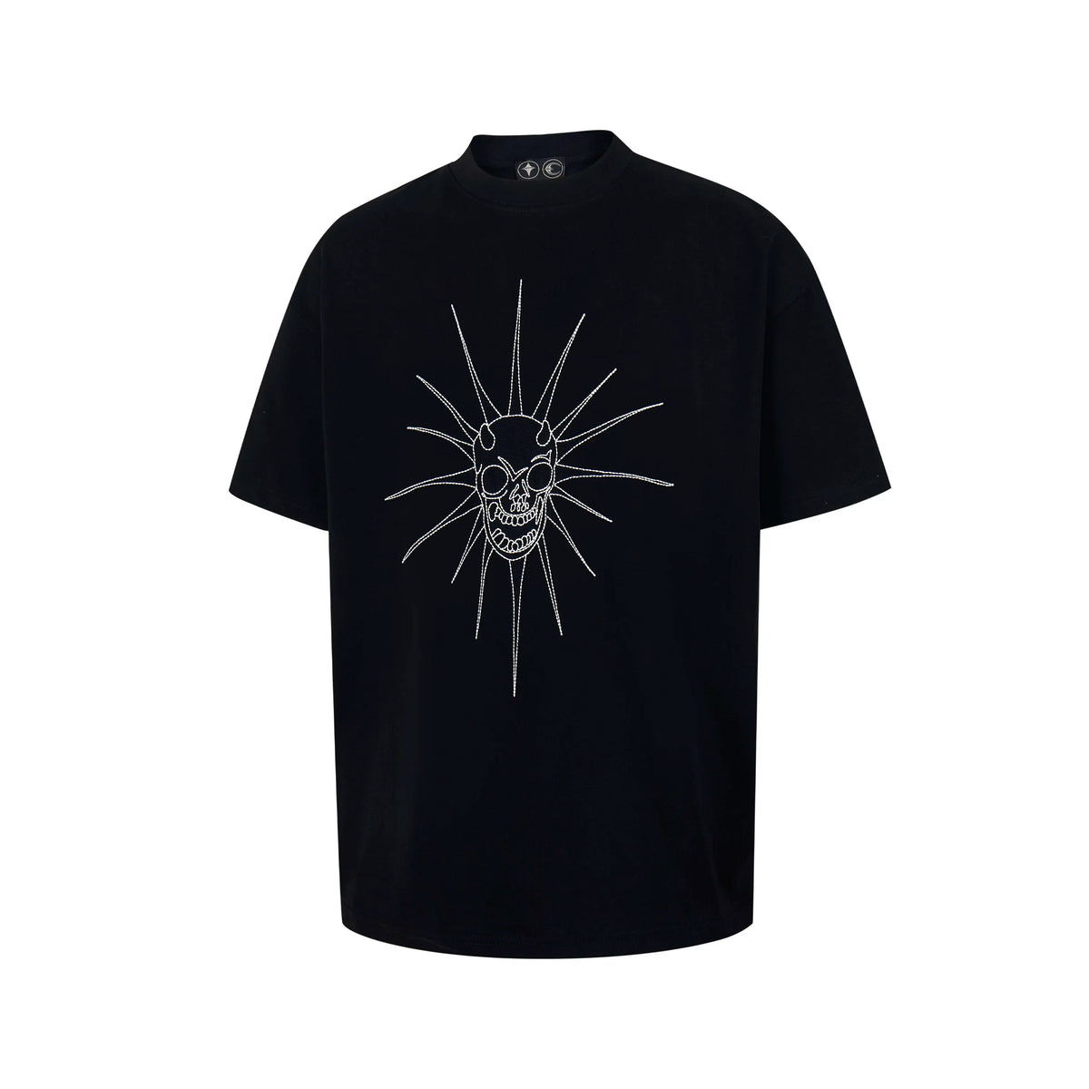 Thug Club Rhinestone Sun Devil Skull Oversized T-Shirt, Unisex
