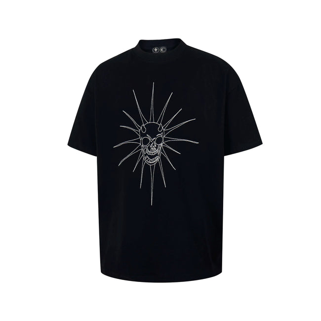 Thug Club Rhinestone Sun Devil Skull Oversized T-Shirt, Unisex Hover Image