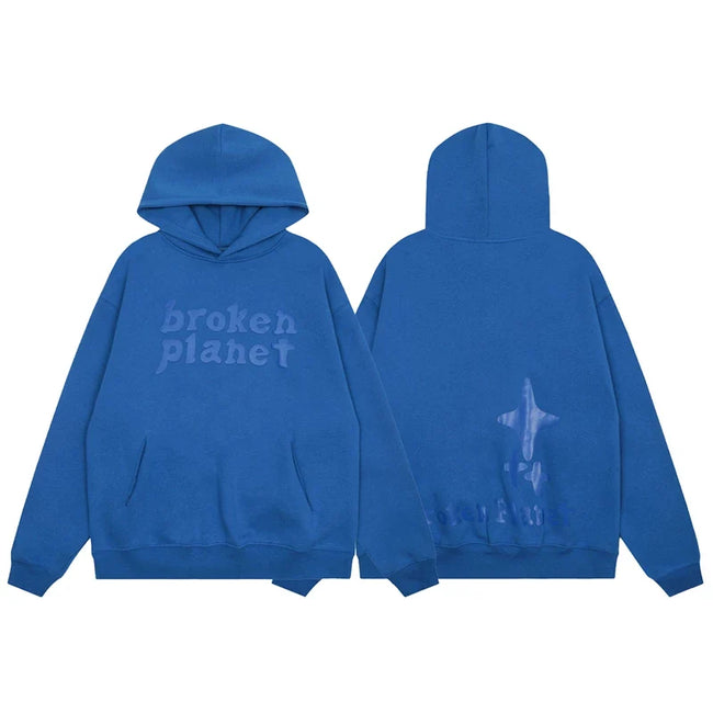 Broken Planet Tonal Logo Royal Blue Oversized Hoodie Hover Image