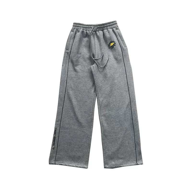 Broken Planet Logo Wide Leg Sweatpants - Heather Grey