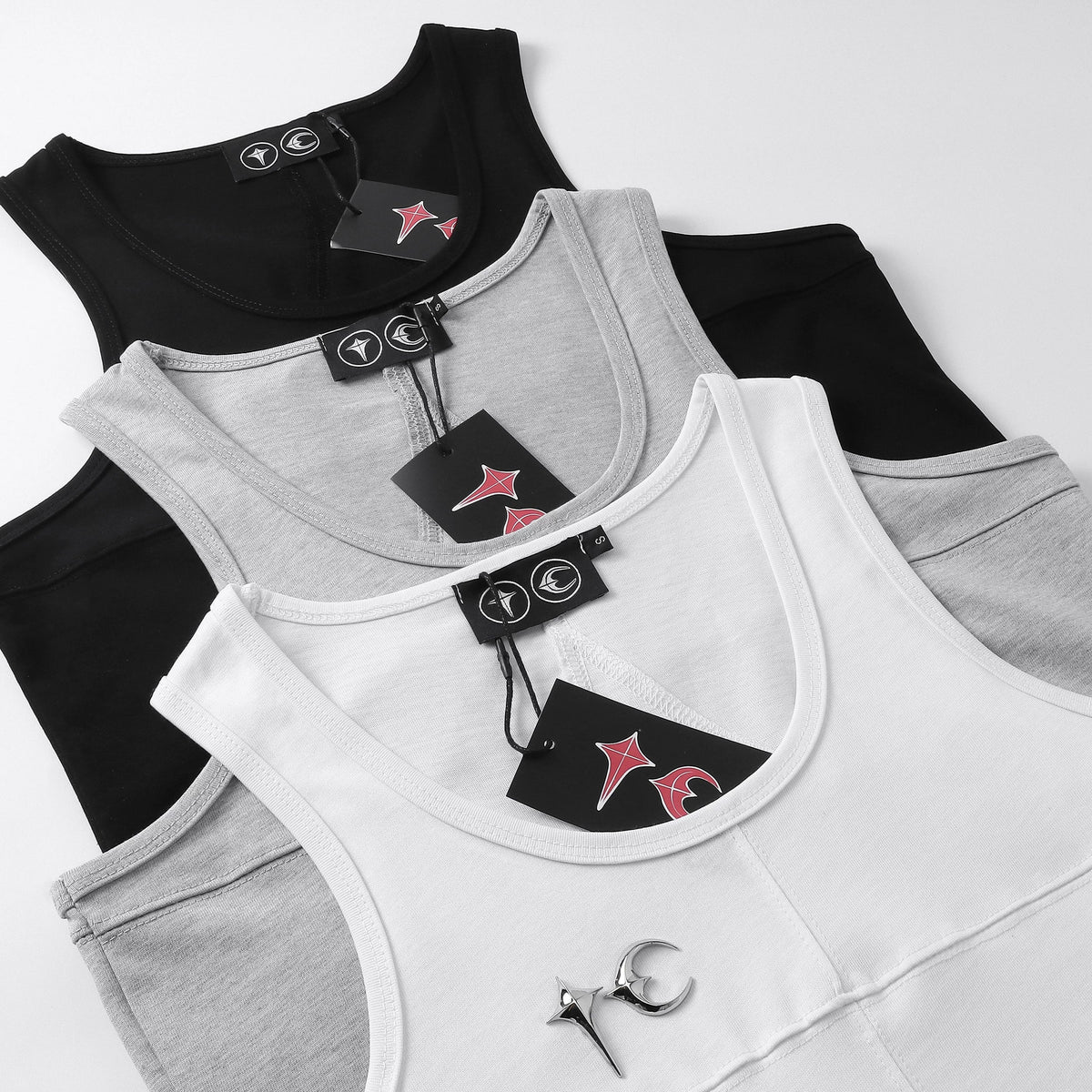 Thug Club Metal TC Logo U-neck Tank Top, Y2K Gothic Sleeveless Vest