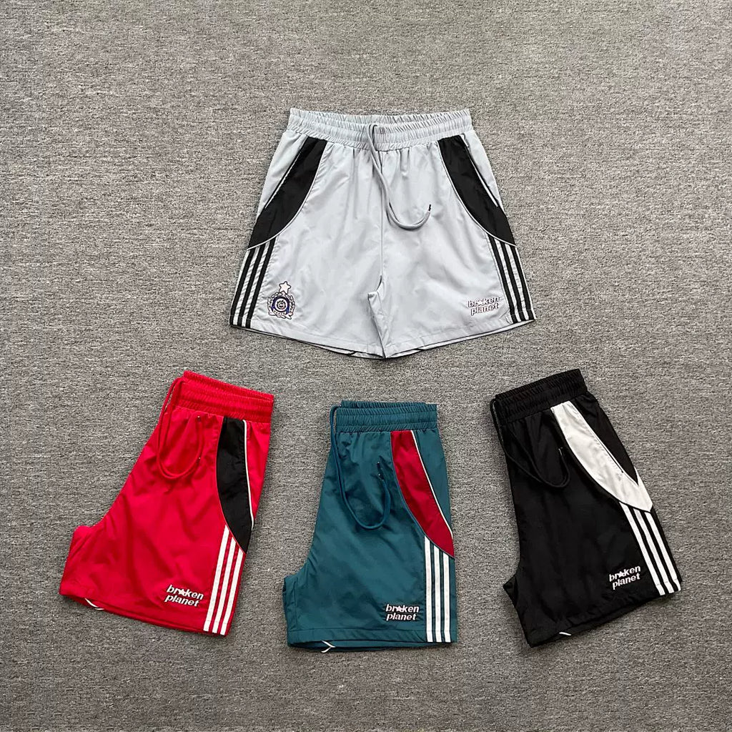 Broken Planet 3‑Stripe Retro Track Shorts (4 Colors)