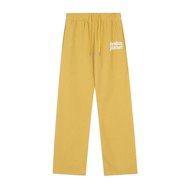 Broken Planet Logo Mustard Yellow Wide Leg Sweatpants Hover Image