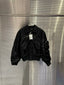 Thug Club Cropped Ruched Sleeve MA1 Bomber Jacket, Y2K Gothic Nylon Flight Coat