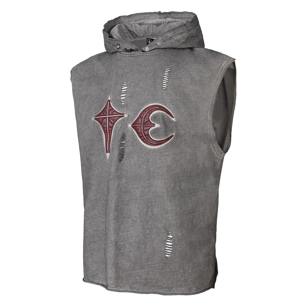 Thug Club Grey Distressed Sleeveless Hooded Vest, Unisex