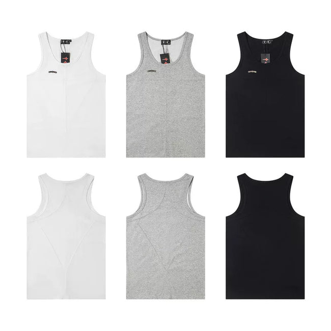 Thug Club Embroidered Logo U-Neck Tank Top, Y2K Gothic Sleeveless Vest Hover Image