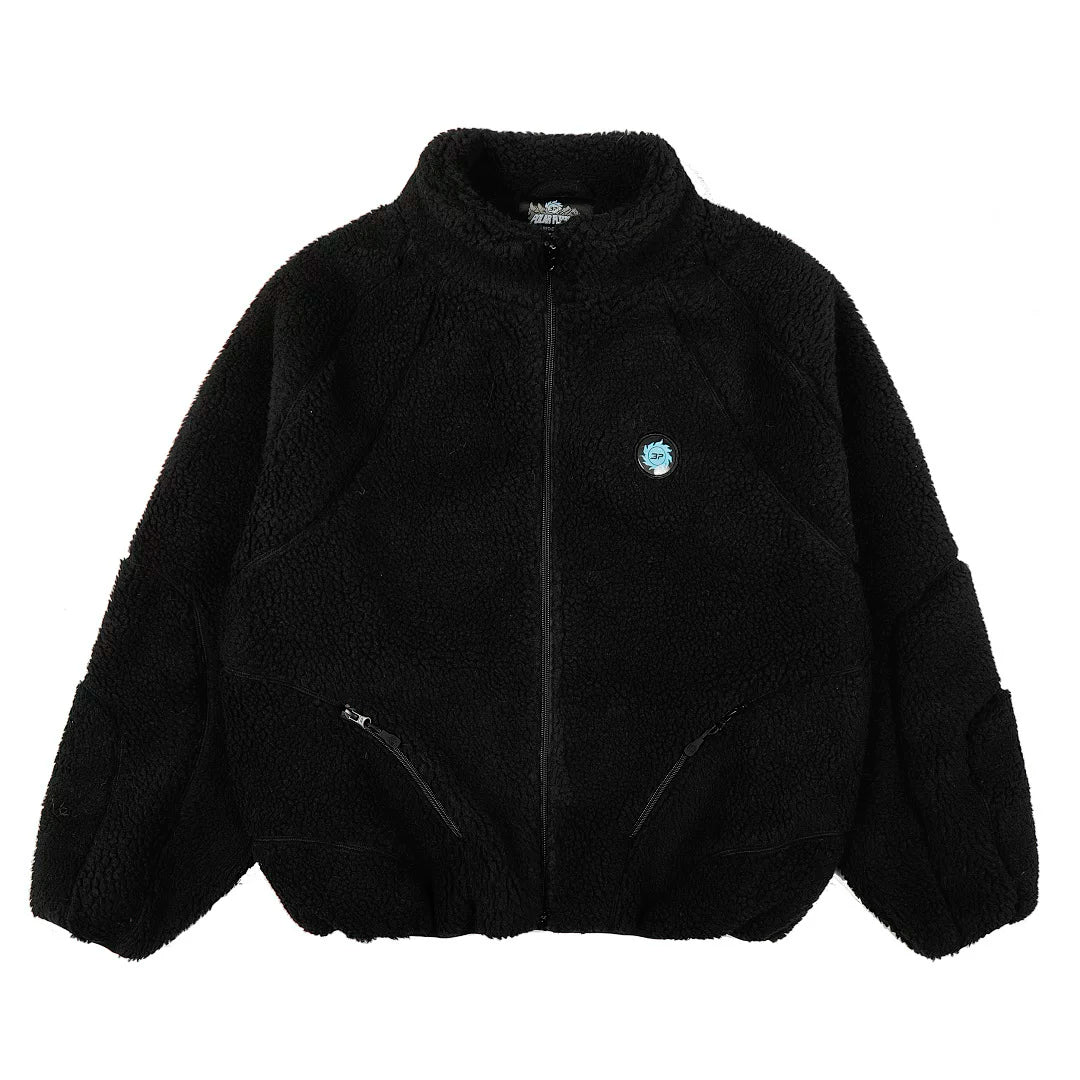 Broken Planet Sherpa Fleece Full Zip Stand Collar Jacket - Black