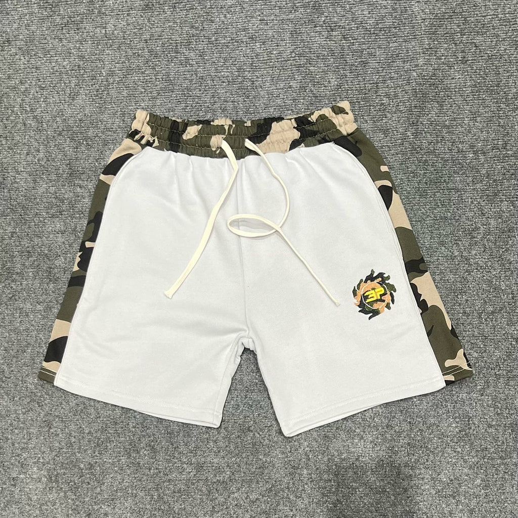 Broken Planet Camo Trim Embroidered Sweat Shorts‑3 Colors