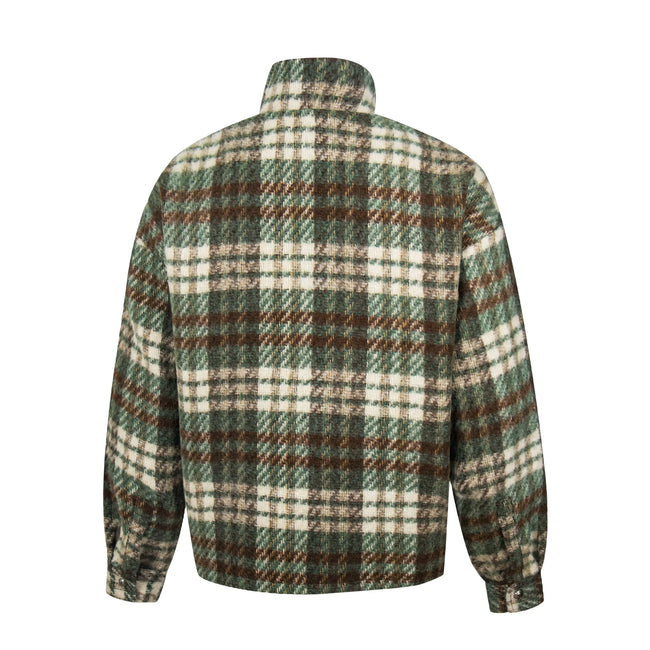 Thug Club Green Plaid Wool Blend Zip Jacket, Unisex Main Image