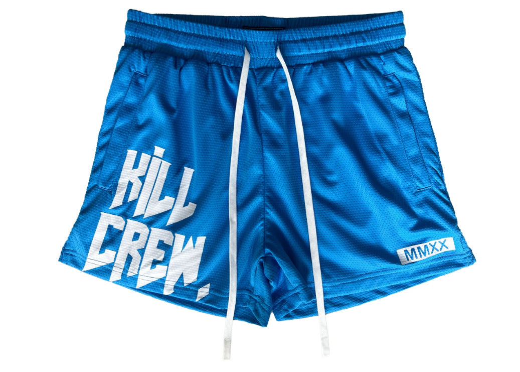 Killcrew Logo Graphic Blue and White Mesh Shorts