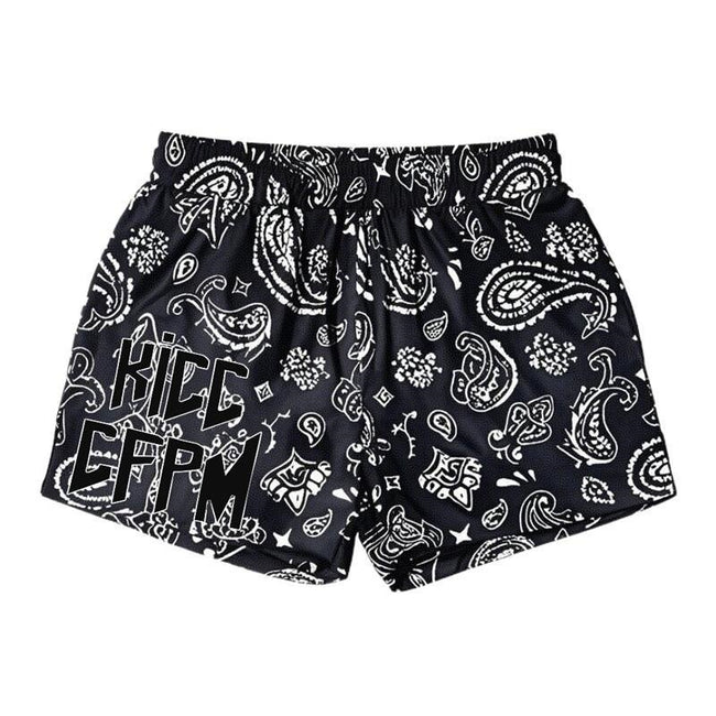 Killcrew Black and White Paisley Print Athletic Shorts Hover Image