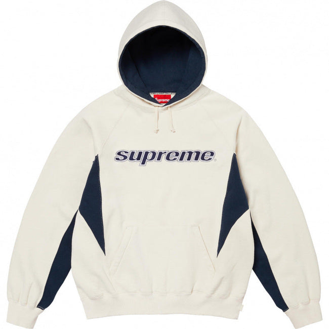 Supreme Curved Logo Hooded Sweatshirt - Off-White / Navy Hover Image