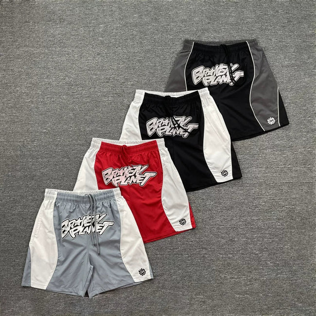 Broken Planet Graffiti Script Color Block Nylon Shorts - 4 Colors Available Hover Image