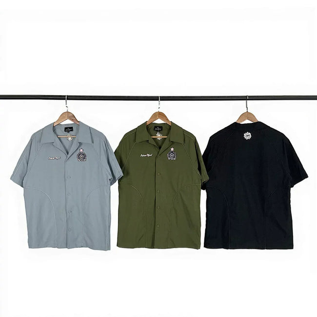 Broken Planet Contrast Stitch Camp Collar Shirt‑3 Colors Main Image