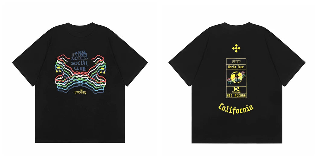 Anti Social Social Club Black Tee – World Tour Print