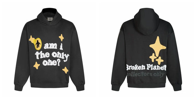 Broken Planet Am I The Only One Black Oversized Hoodie Hover Image