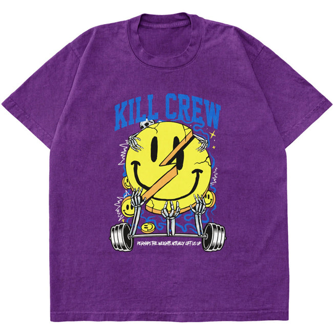 Killcrew Smiley Face Graphic Purple T-Shirt Hover Image