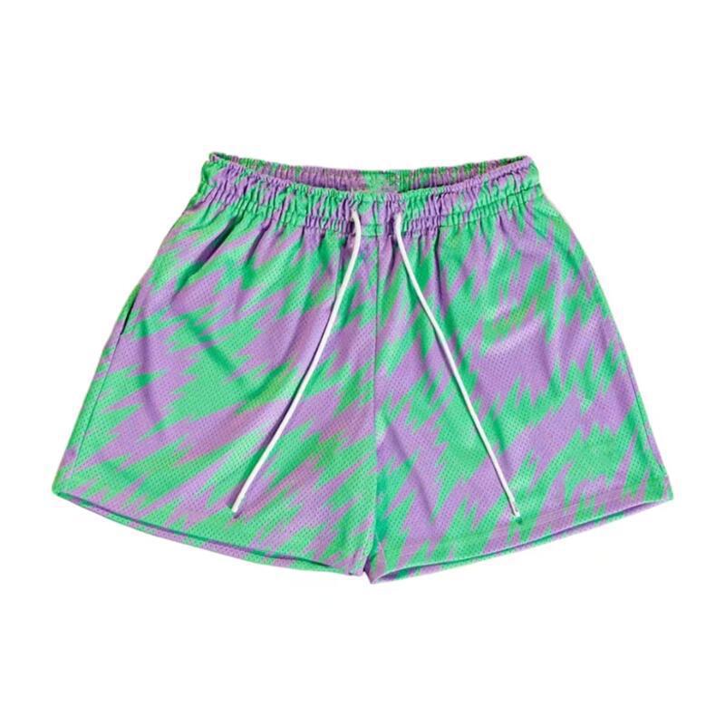Purple and Green Abstract Lightning Athletic Shorts