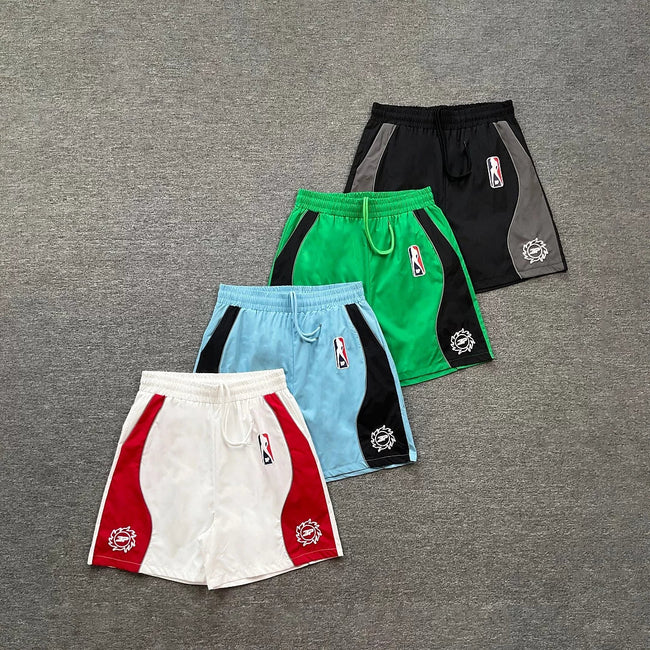 Broken Planet Color‑Block Basketball Mesh Shorts, 4 Colors Unisex Retro Street Sport Shorts Hover Image