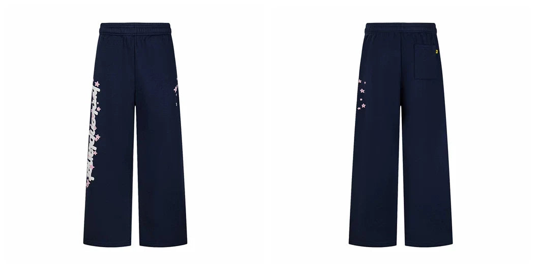 Broken Planet Vertical Logo Navy Wide Leg Sweatpants