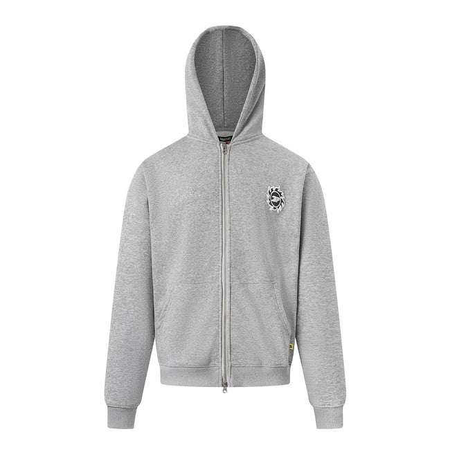 Broken Planet Badge Logo Heather Grey Zip Hoodie Hover Image