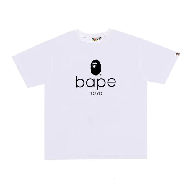 BAPE Style Minimalist Tokyo Logo Short-Sleeve Tee - White Hover Image