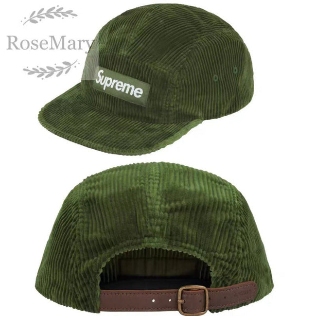 Supreme Olive Green Corduroy 5-Panel Box Logo Camp Cap Hover Image