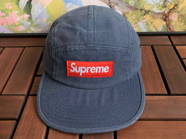 Supreme Dark Grey Canvas Box Logo 5-Panel Camp Cap Hover Image