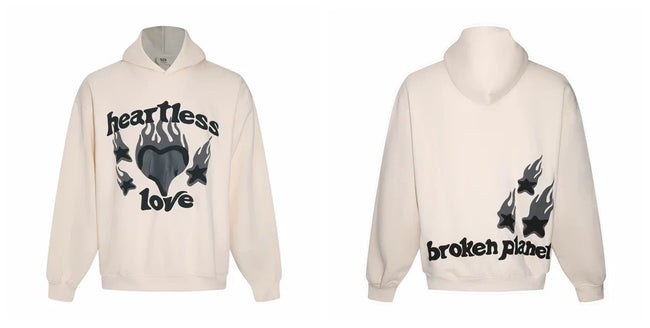 Broken Planet Heartless Love Cream Oversized Graphic Hoodie Hover Image