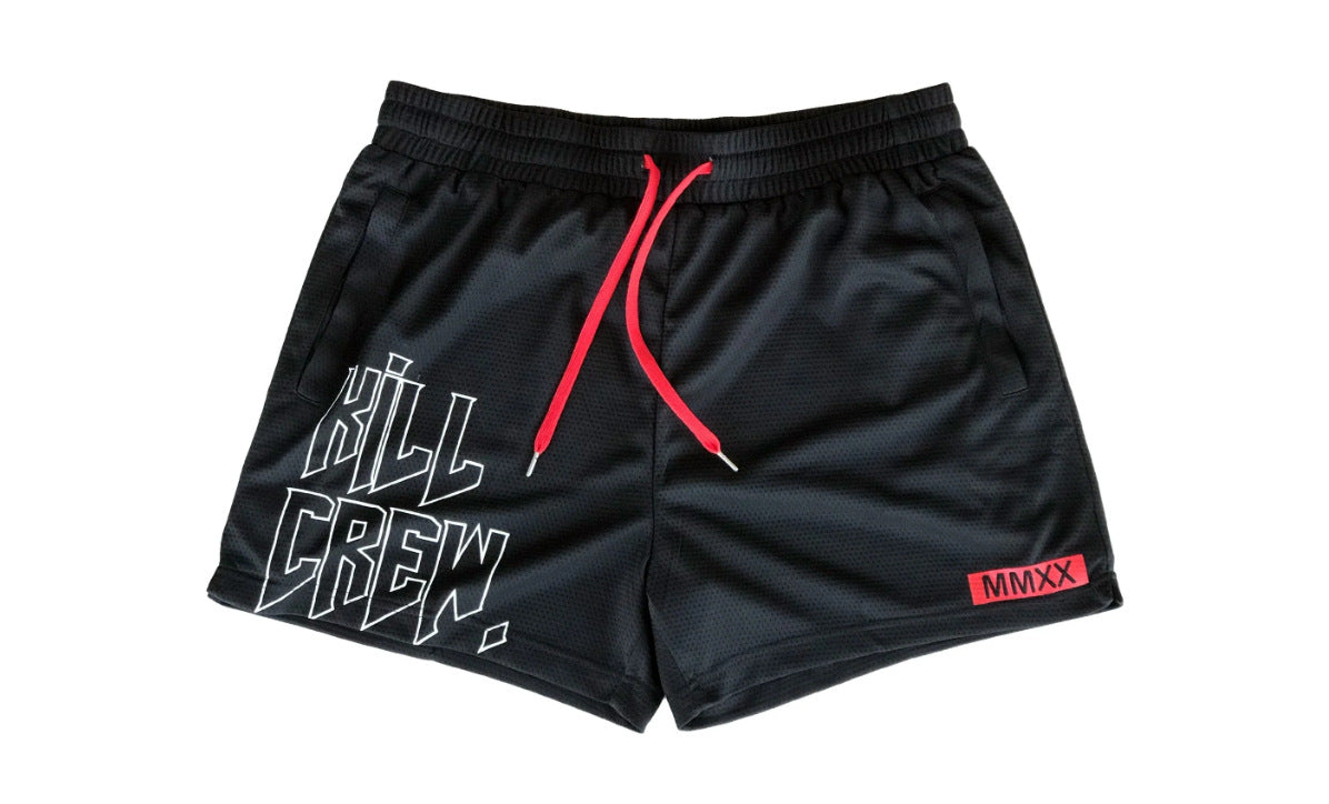 Killcrew Logo Graphic Black and Red Mesh Shorts