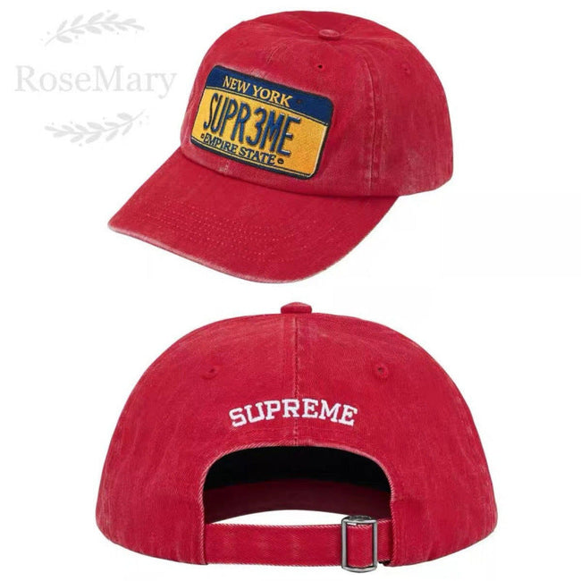Supreme Red New York License Plate 6-Panel Dad Hat Hover Image