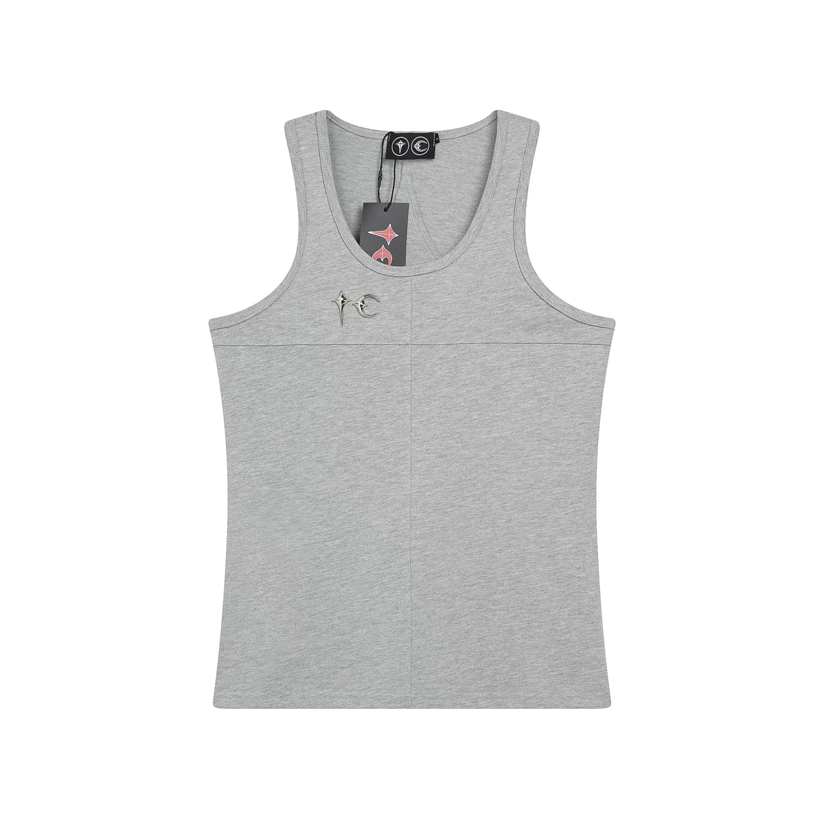 Thug Club Metal TC Logo U-neck Tank Top, Y2K Gothic Sleeveless Vest