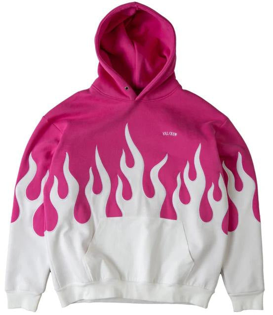 Killcrew Flame Graphic Pink and White Hoodie Hover Image
